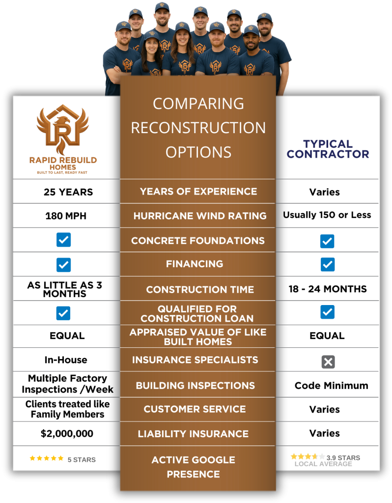rapid rebuild homes comparison